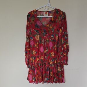 Farm Rio X Anthropologie Floral Red Dress
